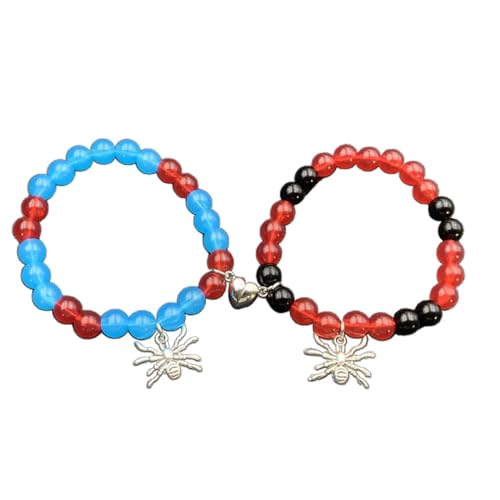 Oxxggkao 2pcs Magnetische Spinnen Armbänder Gegenseitige Attraktion Magnet Matching Armband Elastic Perlen Armreif Für Paare Männer Männer Matching Armbänder von Oxxggkao