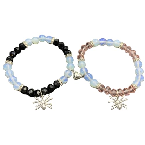 Oxxggkao 2pcs Magnetische Spinnen Armbänder Gegenseitige Attraktion Magnet Matching Armband Elastic Perlen Armreif Für Paare Männer Männer Matching Armbänder von Oxxggkao