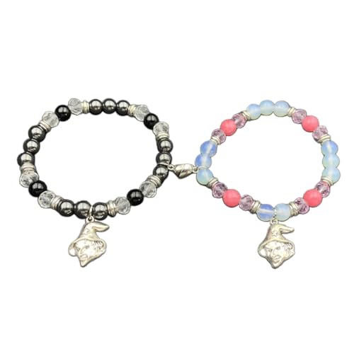 Oxxggkao 2pcs Magnetische Spinnen Armbänder Gegenseitige Attraktion Magnet Matching Armband Elastic Perlen Armreif Für Paare Männer Männer Matching Armbänder von Oxxggkao