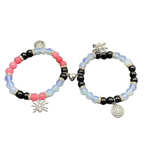 Oxxggkao 2pcs Magnetische Spinnen Armbänder Gegenseitige Attraktion Magnet Matching Armband Elastic Perlen Armreif Für Paare Männer Männer Matching Armbänder von Oxxggkao