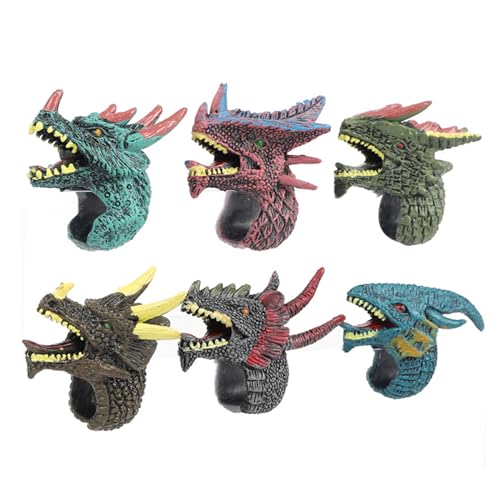Oxxggkao 6 PCs Simulierte Dinosaurier Wildlife Ringe Spielzeug Flexibler Finger Interaktiver Unterhaltung Finger Puppenspieltier Ringe Eltern Interaktion Spielzeug Für Kinder von Oxxggkao