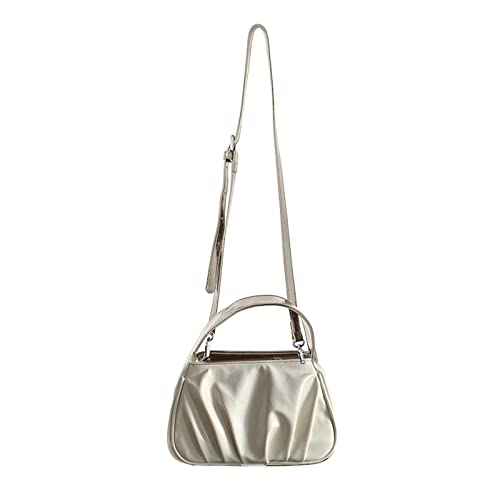 Oxxggkao All-Matching-Umhängetasche für Damen, einfarbig, Kuriertasche, PU-Leder, einfache Plissee-Umhängetasche, Kuriertasche, Damen, Wolken-Crossbody, PU-Leder, beige, One Size von Oxxggkao