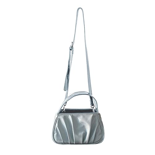 Oxxggkao All-Matching-Umhängetasche für Damen, einfarbig, Kuriertasche, PU-Leder, einfache Plissee-Umhängetasche, Kuriertasche, Damen, Wolken-Crossbody, PU-Leder, blau, One Size von Oxxggkao