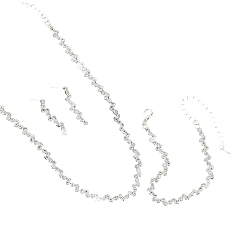 Oxxggkao Anspruchsvolles Hochzeitsschmuck-Set, zartes Brautschmuck-Set mit Strass-Halskette und Ohrringen, funkelnde Wassertropfen-Designs von Oxxggkao