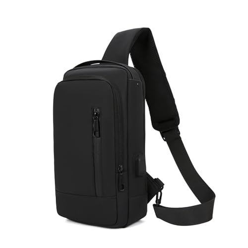 Oxxggkao Brusttasche, Passwortschutz, modische Umhängetasche, Rucksack, Nylon, Herren, Reise-Crossbody-Tasche für Herren, Pure Black, One Size von Oxxggkao