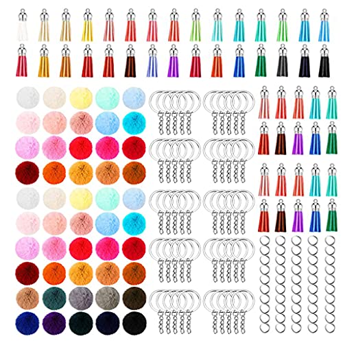 Oxxggkao Bunte Pom Keychains Faux Fell Pompoms Keychains Mit Schlüsselringen Und Quastenzubehör Für EIN Bag Auto Telefon Keychain Set von Oxxggkao