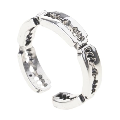 Oxxggkao Coole Band Ringe Silber Farbe Festlicher Schmuck Punk Hip Hop Gothic Halloween Biker Party Für Mädchen Boy Cool Vintage Retro Silber Punk Für Männer Frauen Mädchen Statement von Oxxggkao