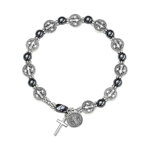 Oxxggkao Cross Gebet Perlen Armband Naturholz Geschnitztes Religiöses Symbol Schmuck Accessoire Für Anbetung Und Segen Handgefertigtes Armband von Oxxggkao