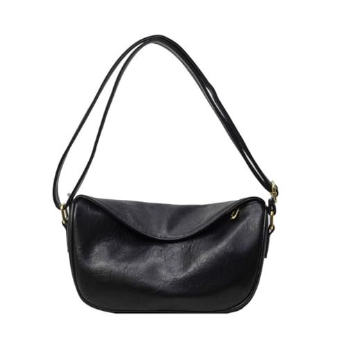 Oxxggkao Damen Knödeltasche, einfarbig, Schultertasche, lässig, Umhängetasche, PU-Leder, Kuriertasche für Shopping, Verabredungen, Damen, PU-Leder, einfarbig, Crossbody, Schwarz , One Size von Oxxggkao