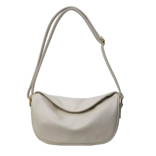 Oxxggkao Damen Knödeltasche, einfarbig, Schultertasche, lässig, Umhängetasche, PU-Leder, Kuriertasche für Shopping, Verabredungen, Damen, PU-Leder, einfarbig, Crossbody, beige, One Size von Oxxggkao