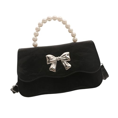 Oxxggkao Damen Modische Perlen Top Umhängetasche Mit Verstellbarem Riemen Kleine Geldbörse PU Leder Bowknot Crossbody Handtasche Bowknot PU Lederhandtasche von Oxxggkao