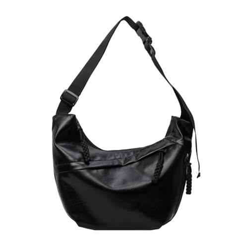 Oxxggkao Damen-Umhängetasche, PU-Leder, Umhängetasche, große Kapazität, Kuriertasche, einfache Knödel für Reisen, Einkaufen, PU-Leder, Crossbody für Damen, große Kapazität, Schulterknödel, Schwarz von Oxxggkao