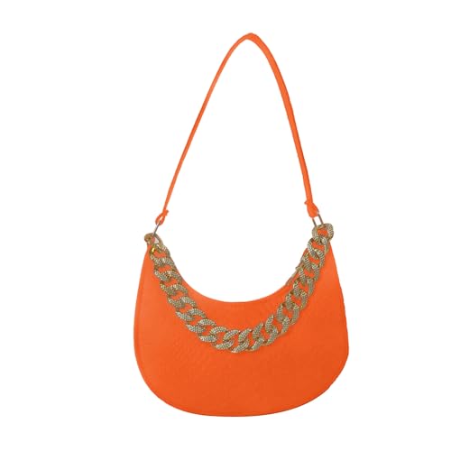 Oxxggkao Damen Umhängetasche mit Muster Modische Kette Handtasche Filz Unterarmtasche Frauen Handtaschen, B, One Size von Oxxggkao