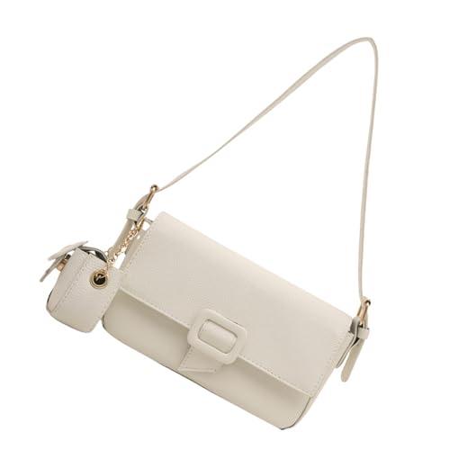 Oxxggkao Damentasche aus PU-Leder, Achselhöhle, trendige Handtasche, modisch, Pendeln, einfarbig, Achselhöhle, trendige Handtasche und Geldbörse, Retro-Schulter, weiß, One Size von Oxxggkao