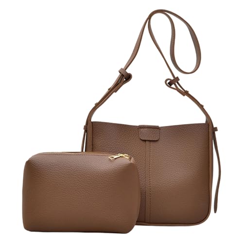 Oxxggkao Damentasche mit großer Kapazität, Schultertasche, PU-Leder, schlichter Eimer, stilvolle Kuriertasche für den täglichen Gebrauch, Umhängetasche, große Kapazität, Schultertasche, PU-Leder von Oxxggkao