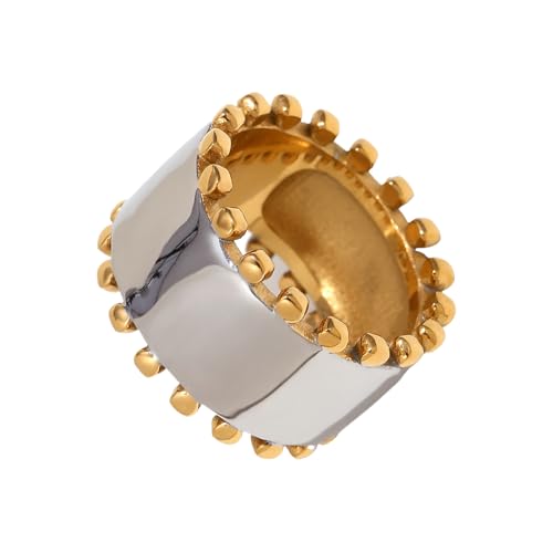 Oxxggkao Einfache Goldene Perlen Ohrringe Finger Ringe Übertrieben Manschettenknopf Edelstahl Textur Soziales Sammeln Zubehör Datum Schmuck Schmuck von Oxxggkao