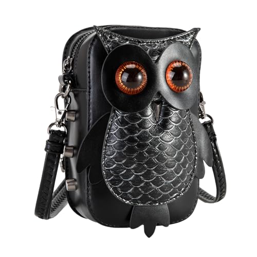 Oxxggkao Einzigartige Umhängetasche aus PU-Leder mit Eulen-Druck, für Damen, Musik-Festivals, Festivals und gesellschaftliche Zusammenkünfte, Eulen-Umhängetasche von Oxxggkao