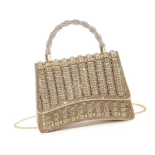 Oxxggkao Elegante Abendtasche Mit Schimmernden Strasssteinen Für Hochzeitsfeiern Frauen Clutches Handtasche Geldbörse Mit Metallkettengurt Formelle Veranstaltung Handtasche von Oxxggkao