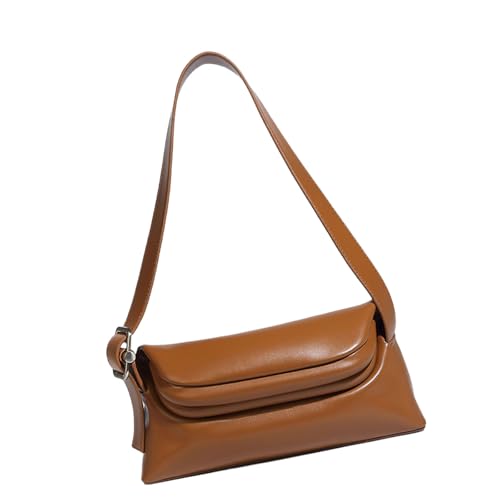 Oxxggkao Elegante Achseltasche mit einer Schulter für Arbeit, Einkaufen, Reisen, mit umklappbarer Oberseite, lässige Party, Damen-Handtasche, braun, One Size von Oxxggkao