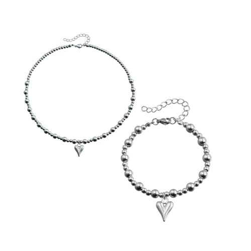Oxxggkao Elegante Handgefertigte Perlen Schmuckschmuckliebe Liebe Herz Anhänger Halskette Und Armband Vielseitige Accessoire Modeaccessoires Geschenk Für Sie von Oxxggkao