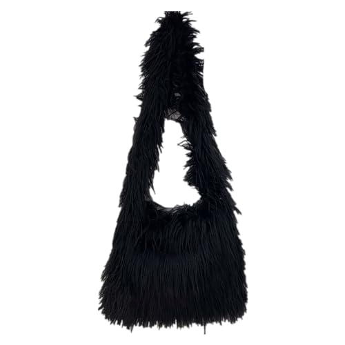 Oxxggkao Elegante Plüsch-Umhängetasche, trendig und vielseitig, Umhängetasche für Damen, Plüsch-Schultertasche, Schwarz , One Size von Oxxggkao