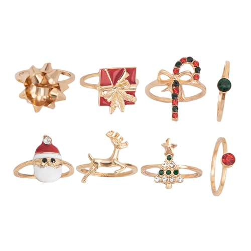 Oxxggkao Entzückende Rentier Weihnachtsringe Stilvolle Weihnachtslegierung Öl Drop Schmuck Für Partys Süße Ringe von Oxxggkao