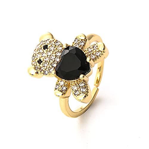 Oxxggkao Europäischer Amerikanischer Leichtmetallring Für Strassfinger Kreativen Verstellbaren Zirkonbär Frauen Ehering Open Frauen von Oxxggkao