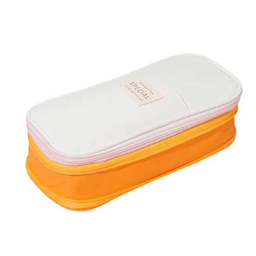 Oxxggkao Federmäppchen mit großem Fassungsvermögen, Segeltuch, Stiftetasche mit Reißverschluss, ausziehbare Schreibwaren für Studenten, Schule, Aufbewahrungstaschen, Marker, Kurkuma-Beige von Oxxggkao