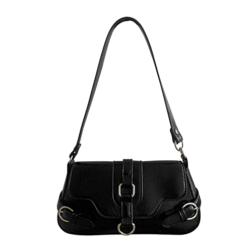 Oxxggkao Französische Crossbody-Tasche für Damen, passend zu Schultern, Vintage, PU-Leder, Kuriertasche, modisch, Unterarm, Kuriertasche, trendig, Damen, Pu-Leder, Schwarz , One Size von Oxxggkao
