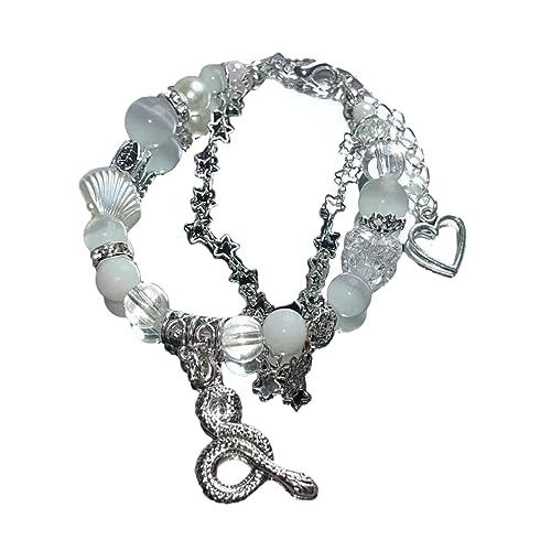 Oxxggkao Frauen Schlangen Schmetterlingsfüchse Fünf Punkte Sternlegierungsarmband Kalten Wind Hip Hop Trend Pentagramm Temperament Schmuck Füchse Schmetterling Sterns Schlange Anhänger Armband von Oxxggkao