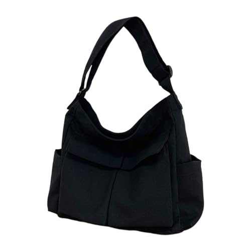 Oxxggkao Große Kapazität, Canvas-Tragetasche mit mehreren Taschen, Umhängetasche, Umhängetasche, Schultasche, Kuriertasche für Damen und Herren, Schwarz , One Size von Oxxggkao