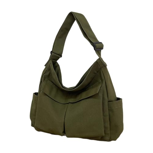 Oxxggkao Große Kapazität, Canvas-Tragetasche mit mehreren Taschen, Umhängetasche, Umhängetasche, Schultasche, Kuriertasche für Damen und Herren, grün, One Size von Oxxggkao