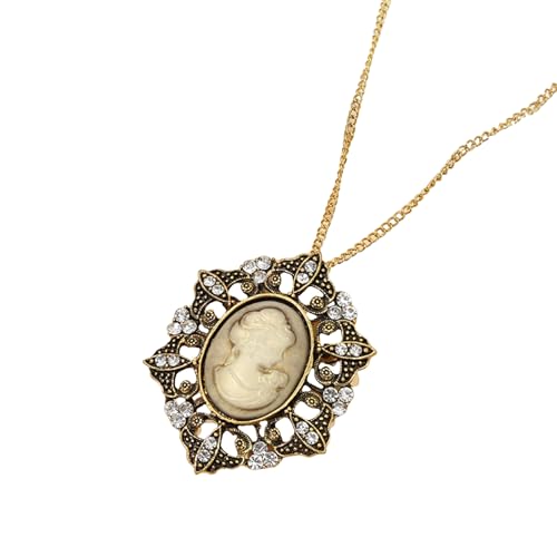 Oxxggkao Halskette mit aufwändigem, ausgehöhltem Statuen-Anhänger mit funkelnden Kristallen, stilvoller Legierung, Schmuck, modisch, handgefertigtes Accessoire, ausgehöhlte Halskette, Einheitsgröße von Oxxggkao