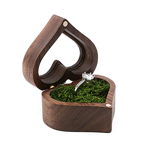 Oxxggkao Hochzeit Herzförmige Massive Holzringkasten Samt Weich von Oxxggkao