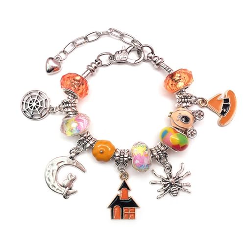 Oxxggkao Horror Charme Armband Halloween Links Kette Schwarz Katzen Anhänger Armbänder Perlen Handchain Juwely Geschenk Schwarzer Katzenanhänger Schmuck Halloween Themen von Oxxggkao