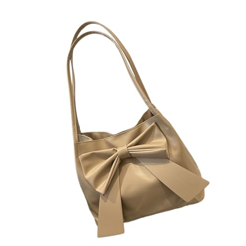 Oxxggkao Lässige und doch raffinierte Schultertasche mit Schleife, Tragegriff oben, geräumiger Innenraum für Einkaufen und Pendeln, vielseitige Tragetasche, khaki, One Size von Oxxggkao