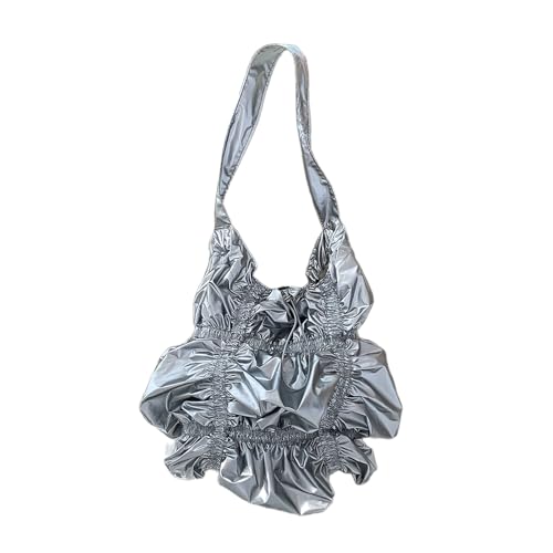 Oxxggkao Mode Frauen Mit Breiter Kante Plissierter Tasche Weiches PU Auffällige Umhängetaschen Frauen Messengerbeutel von Oxxggkao