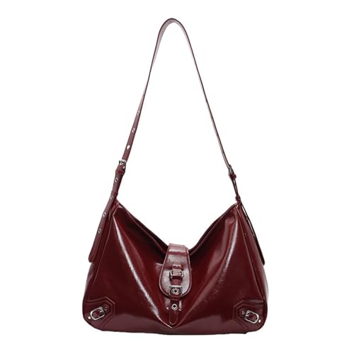 Oxxggkao Modische Festkörper PU Leder Umhängetasche Mit Verstellbarem Riemen Für Die Arbeit Und Lässige Vintage Schnalle Crossbody PU Leder Crossbody von Oxxggkao