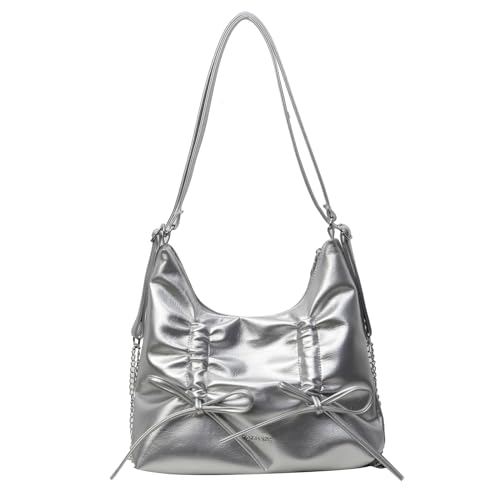 Oxxggkao Modische elegante Damen-Achseltasche, PU-Leder, Schultertasche, Schleife, Unterarm, einfacher Rucksack für den täglichen Gebrauch, Schleifen, Achselhöhle, Umhängetasche, PU-Leder von Oxxggkao