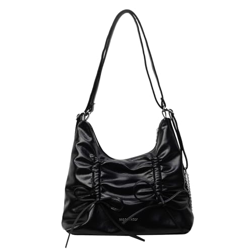 Oxxggkao Modische elegante Damen-Achseltasche, PU-Leder, Schultertasche, Schleife, Unterarm, einfacher Rucksack für den täglichen Gebrauch, Schleifen, Achselhöhle, Umhängetasche, PU-Leder von Oxxggkao