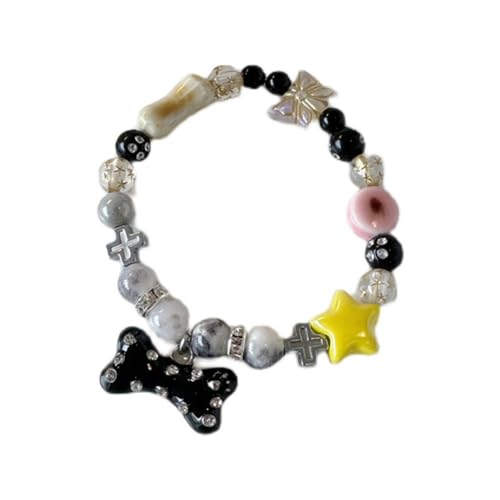 Oxxggkao Multifunktionales Perlenarmband Mit Funkelnden Diamantknochen Anhänger Habdchain Kristallperlen Keramik Star Armband Geschenk Mode Knochen Anhänger Armband Für Männer Und Frauen von Oxxggkao