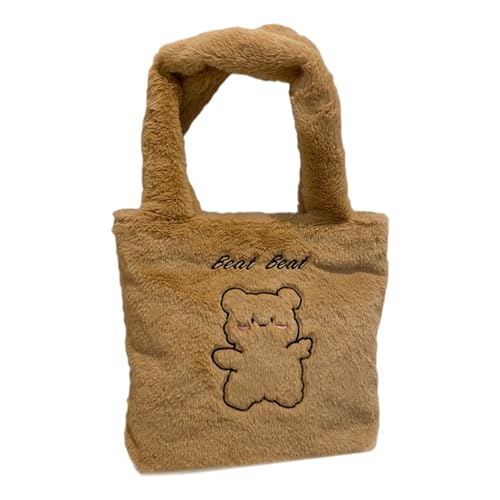 Oxxggkao Plüsch-Winter-Handtasche, weiche und warme Schultertaschen, großes Fassungsvermögen, geeignet für modische Frauen, modische weiße Umhängetasche, khaki, One Size von Oxxggkao