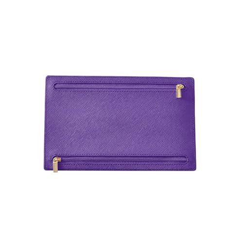 Oxxggkao Reisepasshülle aus PU-Leder, sicherer Reißverschluss, mehrere Kartenfächer, leicht, Organizer für Dokumente, Bargeld, Karten, kompakte Reisegeldtasche, dunkelviolett, Mass Beauty von Oxxggkao