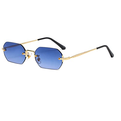 Oxxggkao Retro-Sonnenbrille, Vintage-Stil, klein, randlos, 90er-Jahre, Metallrahmen, für Damen und Herren, modisches Accessoire, Goldfarben Oxxggkao Retro-Sonnenbrille, Vintage-Stil, klein, randlos, 90er-Jahre, Metallrahmen, für Damen und Herren, modisches Accessoire, Goldfarben von Oxxggkao