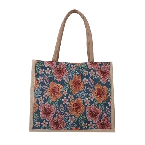 Oxxggkao Schultertasche aus Baumwolle mit Blumenmuster, großes Fassungsvermögen, Unterarmtasche mit Reißverschluss, lässiger Strand, für Reisen, den täglichen Gebrauch, stilvolle Tragetasche, andere von Oxxggkao