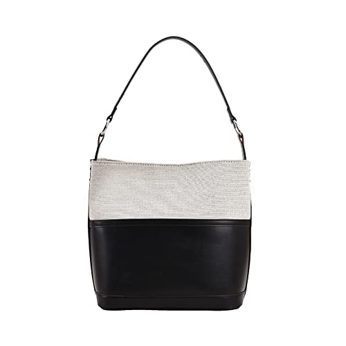 Oxxggkao Schultertasche aus PU-Leder in Kontrastfarbe, für Damen, Mädchen, Damen, Beuteltasche, Leder, Schwarz , One Size von Oxxggkao