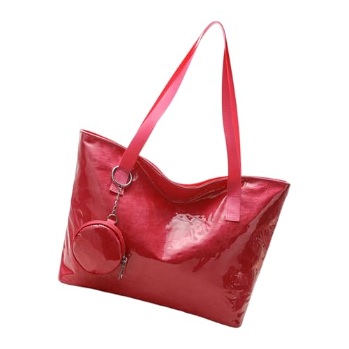 Oxxggkao Schultertasche mit großem Fassungsvermögen, für Damen, stilvoll, Pendeln, einfache Achselhöhle, weiblicher Griff, trendige Handtasche, Damen, große Kapazität, Achselhöhle, Damen-Handtasche von Oxxggkao