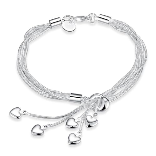 Oxxggkao Silber Herz Multi Line Kettenarmband Für Frauen Männer Hochzeit Engagement Schmuck Metalllegierung Ästhetischer Armreif Multi Line von Oxxggkao