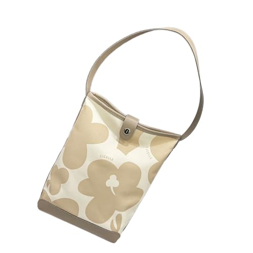 Oxxggkao Stilvolle Beuteltasche mit Blumenmuster für Damen, modische Schultertasche, großes Fassungsvermögen, tragbar oder über der Tragetasche, khaki, One Size von Oxxggkao