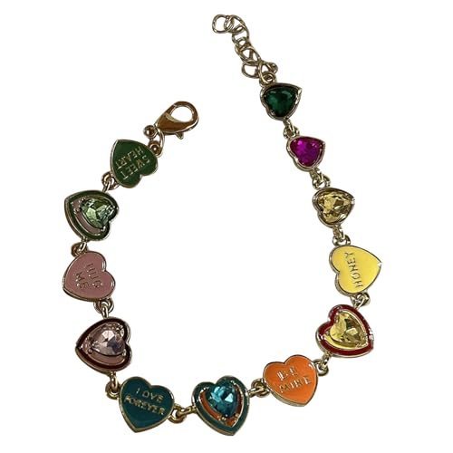 Oxxggkao Stilvolle Farbenfrohe Liebe Herz Armband Mode Handgelenk Kette Trendy Brieftei Armband Accessoire Schmuck Für Tägliche Kleidung Herzförmigen Charme Armreif von Oxxggkao